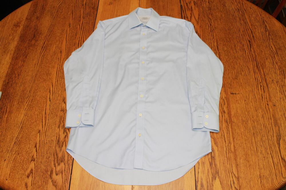 Charles Tyrwhitt Shirt Mens 15.5‎ 32 Light Blue Non Iron Dress Long Sleeve Stain